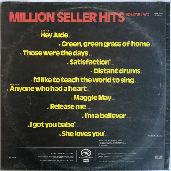 Unknown Artist : Million Seller Hits Volume Two (LP)