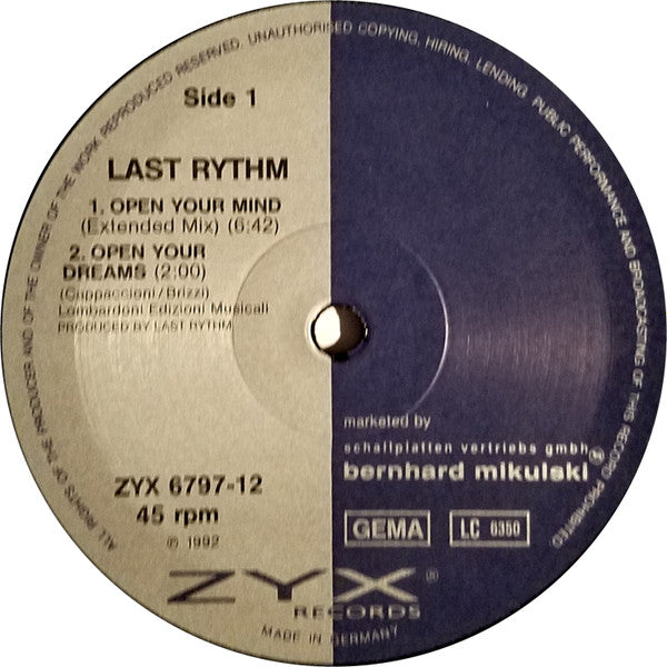 Last Rhythm : Open Your Mind (12", Maxi)