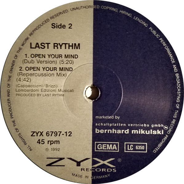 Last Rhythm : Open Your Mind (12", Maxi)