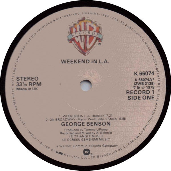George Benson : Weekend In L.A. (2xLP, Album, Gat)