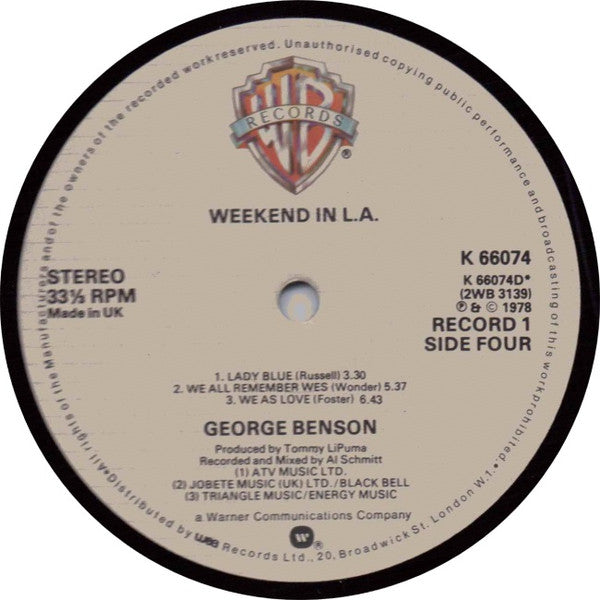 George Benson : Weekend In L.A. (2xLP, Album, Gat)