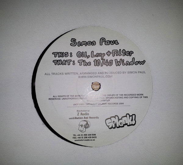 Simon Paul : Oil, Loop + Filter / The 10/40 Window (12")