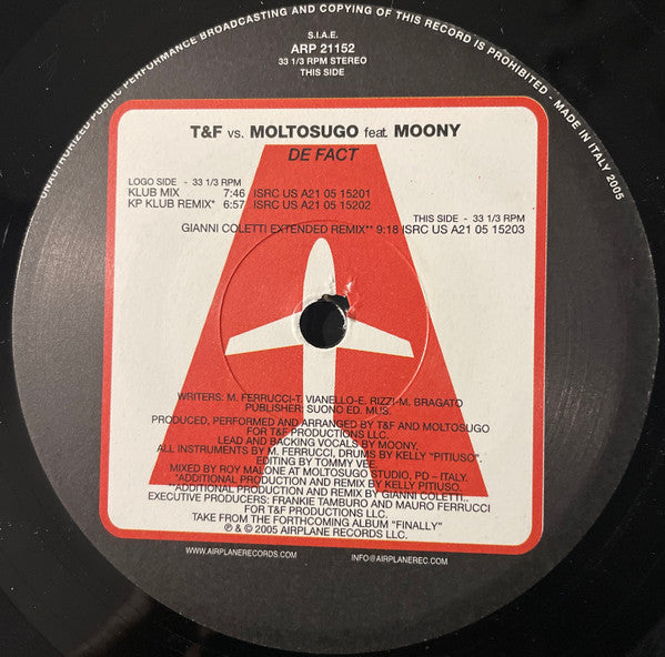 T&F vs. Moltosugo : De Fact (12")