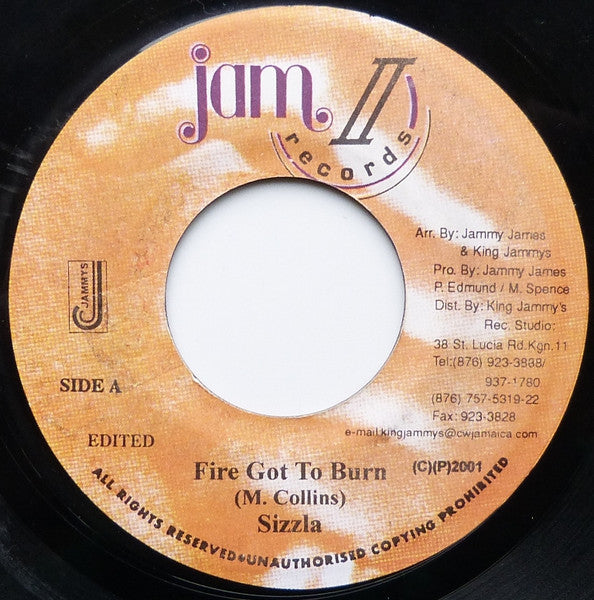 Sizzla : Fire Got To Burn (7")