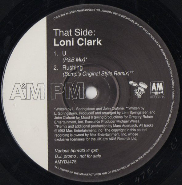 Loni Clark : U (12", Single, Promo)