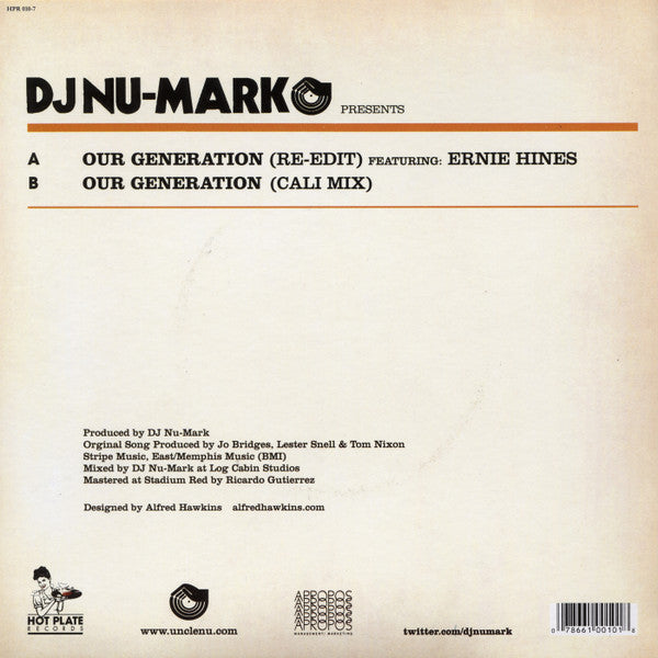 DJ Nu-Mark Featuring Ernie Hines : Our Generation (7")