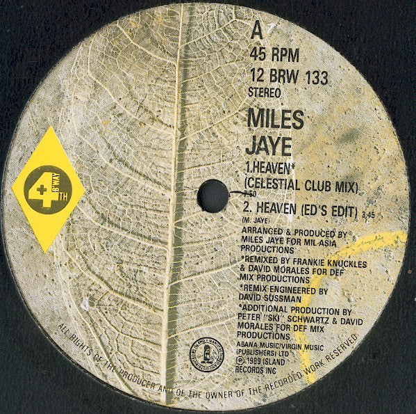 Miles Jaye : Heaven (Celestial Club Mix) (12", Single)
