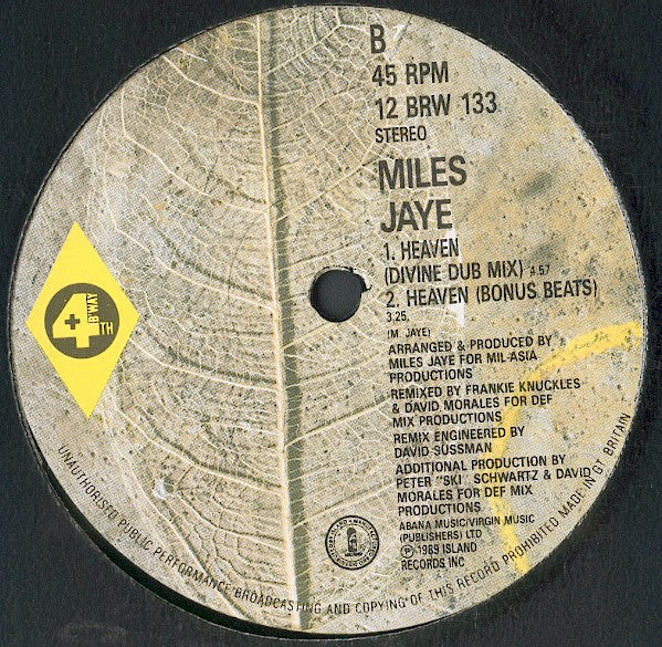Miles Jaye : Heaven (Celestial Club Mix) (12", Single)