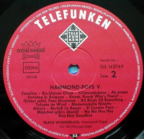 Klaus Wunderlich : Hammond Pops 5 (LP, Album)