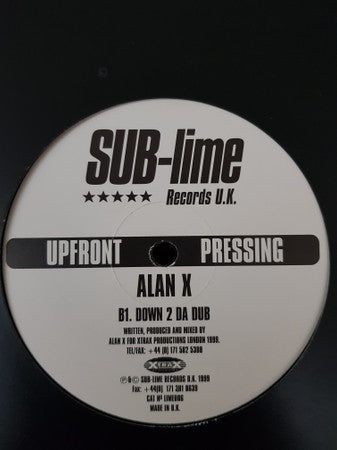 Alan X : Down 2 Da Disco (12", Promo)