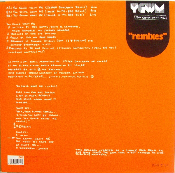 Tiga : You Gonna Want Me "Remixes" (12", Single)