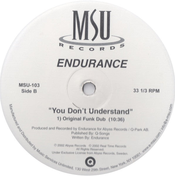 Endurance : You Don't Understand (12", Promo)