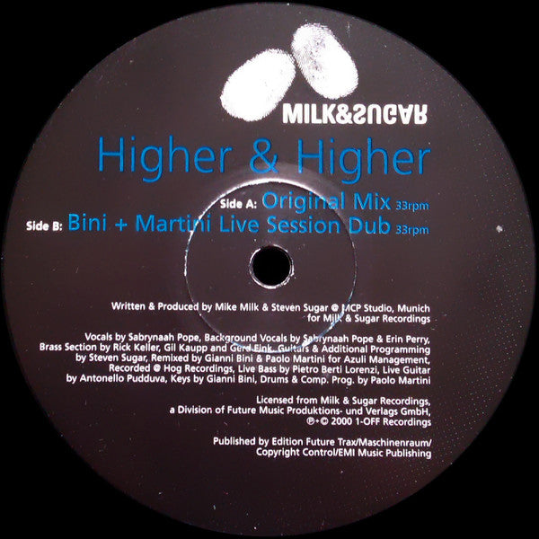 Milk & Sugar : Higher & Higher (2x12")