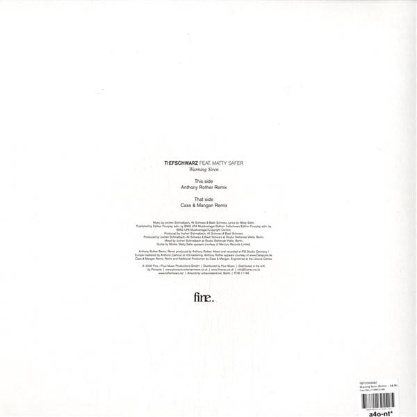 Tiefschwarz Feat. Matty Safer* : Warning Siren Vinyl II (12")