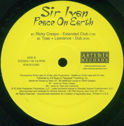 Sir Ivan : Peace On Earth (12")