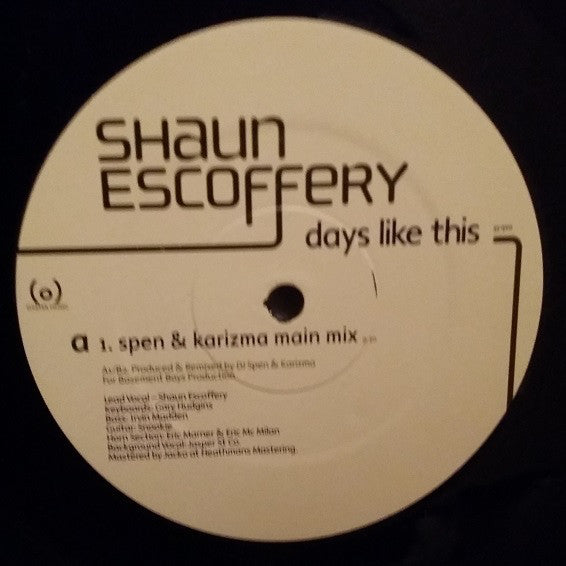 Shaun Escoffery : Days Like This (12", Promo)