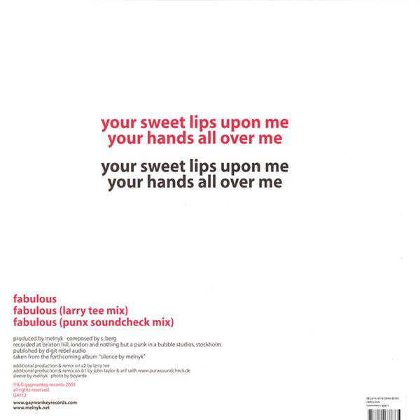 Melnyk with Sara Berg : Fabulous (12")