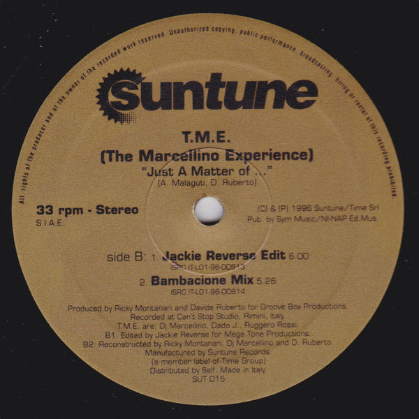 The Marcellino Experience : Just A Matter Of ... (12")