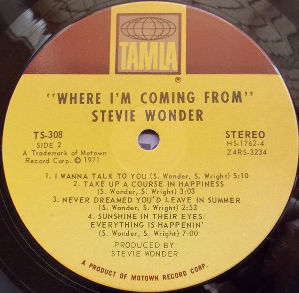 Stevie Wonder : Where I'm Coming From (LP, Album, Gat)