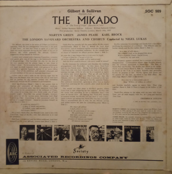 Gilbert & Sullivan, The London Savoyard Orchestra And Chorus Conducted By Nigel Lukas : The Mikado (LP, Album)