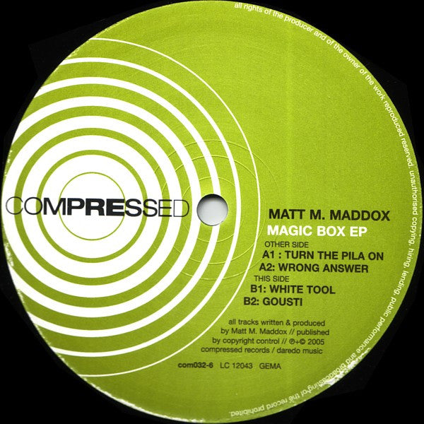 Matt M. Maddox : Magic Box EP (12", EP)