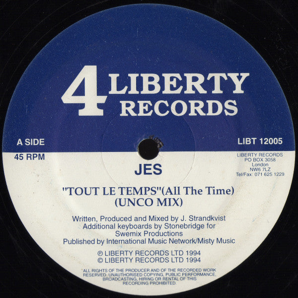 Jes : Tout Le Temps (All The Time) (12")