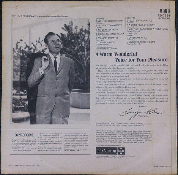 Jim Reeves : The Jim Reeves Way (LP, Album, Mono)