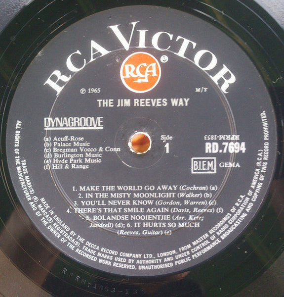 Jim Reeves : The Jim Reeves Way (LP, Album, Mono)