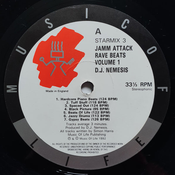 DJ Nemesis (3) : Jamm Attakk - Rave Beats Volume One (LP)