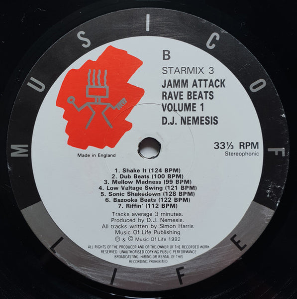 DJ Nemesis (3) : Jamm Attakk - Rave Beats Volume One (LP)