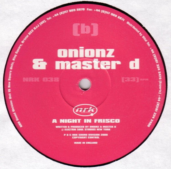 Onionz & Master D : Celia's Groove / A Night In Frisco (12")