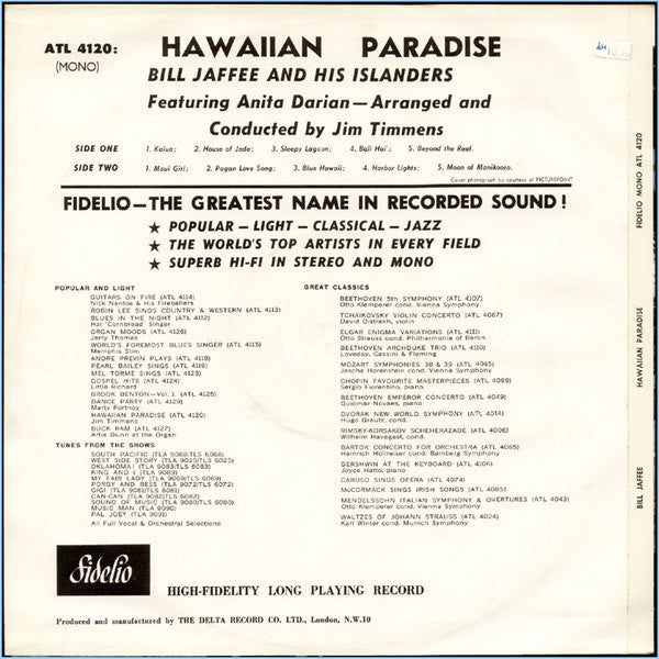 Bill Jaffee & His Islanders : Hawaiian Paradise (LP)