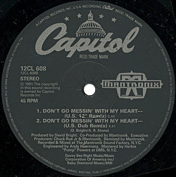 Mantronix : Don't Go Messin' With My Heart (12", Single)