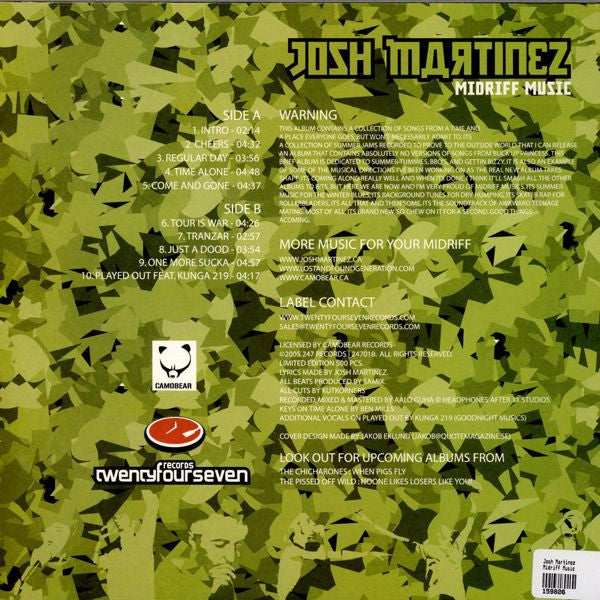 Josh Martinez : Midriff Music (LP, Album, Ltd)