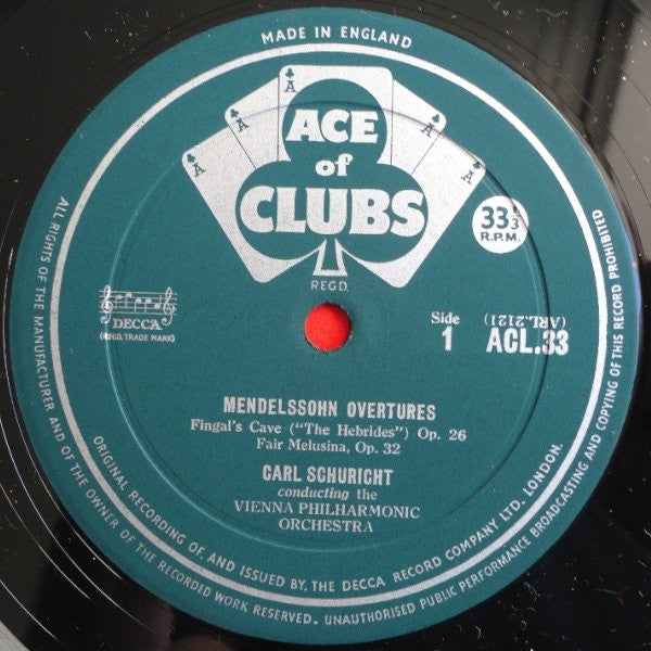 Mendelssohn* - Vienna Philharmonic Orchestra* - Carl Schuricht : Mendelssohn Overtures (LP, Mono)