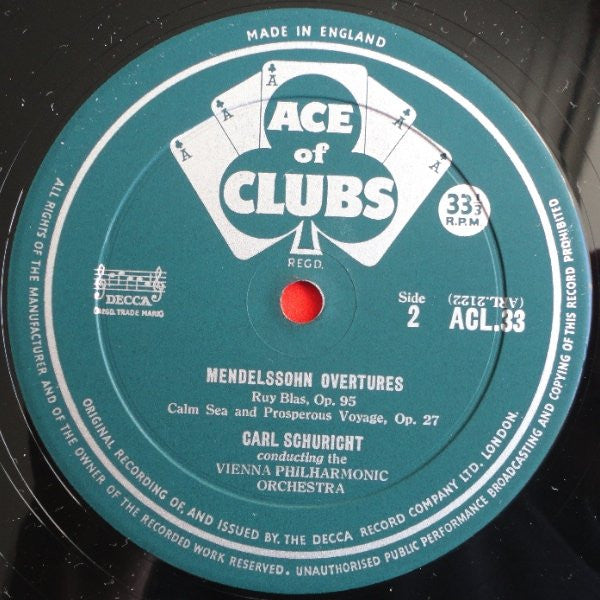 Mendelssohn* - Vienna Philharmonic Orchestra* - Carl Schuricht : Mendelssohn Overtures (LP, Mono)