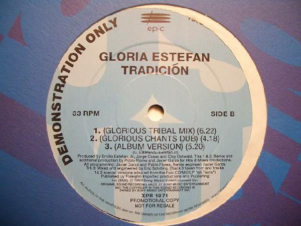 Gloria Estefan : Tradición (12", Single, Promo)