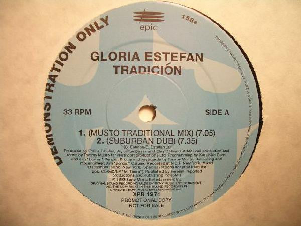 Gloria Estefan : Tradición (12", Single, Promo)