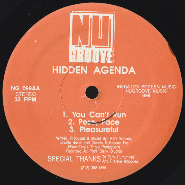 Hidden Agenda (2) : Don't Fight It / You Can't  Run (12")