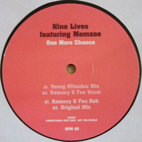 Nine Lives Featuring Memzee : One More Chance (12", Promo)