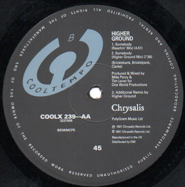 Higher Ground : Somebody (12")