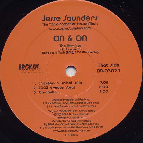 Jesse Saunders : On & On (The Remixes) (2x12")