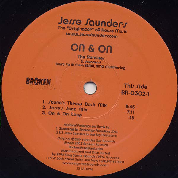 Jesse Saunders : On & On (The Remixes) (2x12")