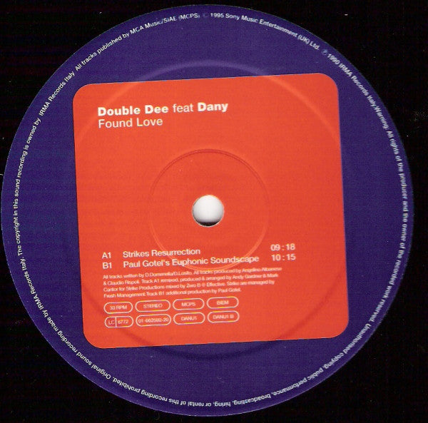 Double Dee Feat Dany : Found Love (12")