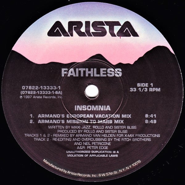 Faithless : Insomnia (12", Single)
