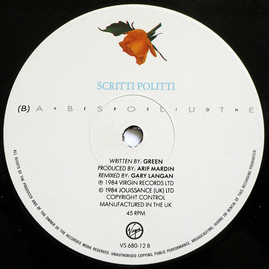 Scritti Politti : Absolute (12", Single)