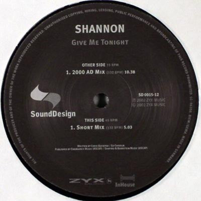 Shannon : Give Me Tonight (12")