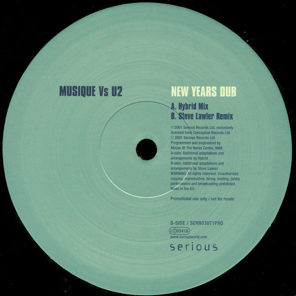 Musique (2) Vs U2 : New Years Dub (12", Promo)