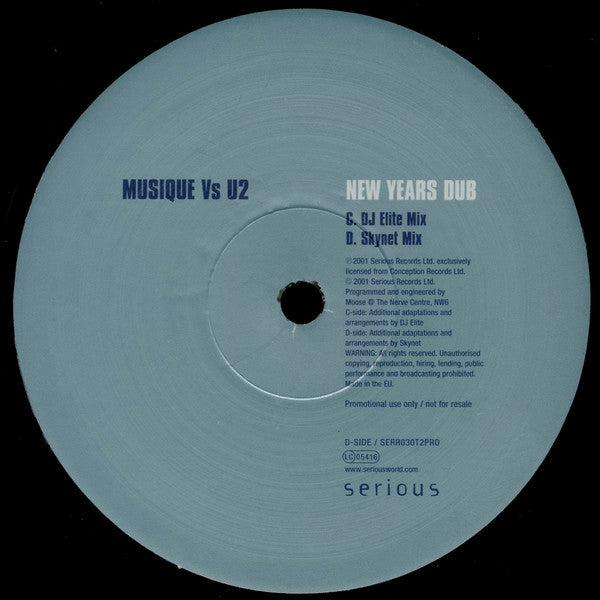 Musique (2) Vs U2 : New Years Dub (2x12", Promo)