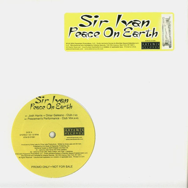 Sir Ivan : Peace On Earth (12", Promo)